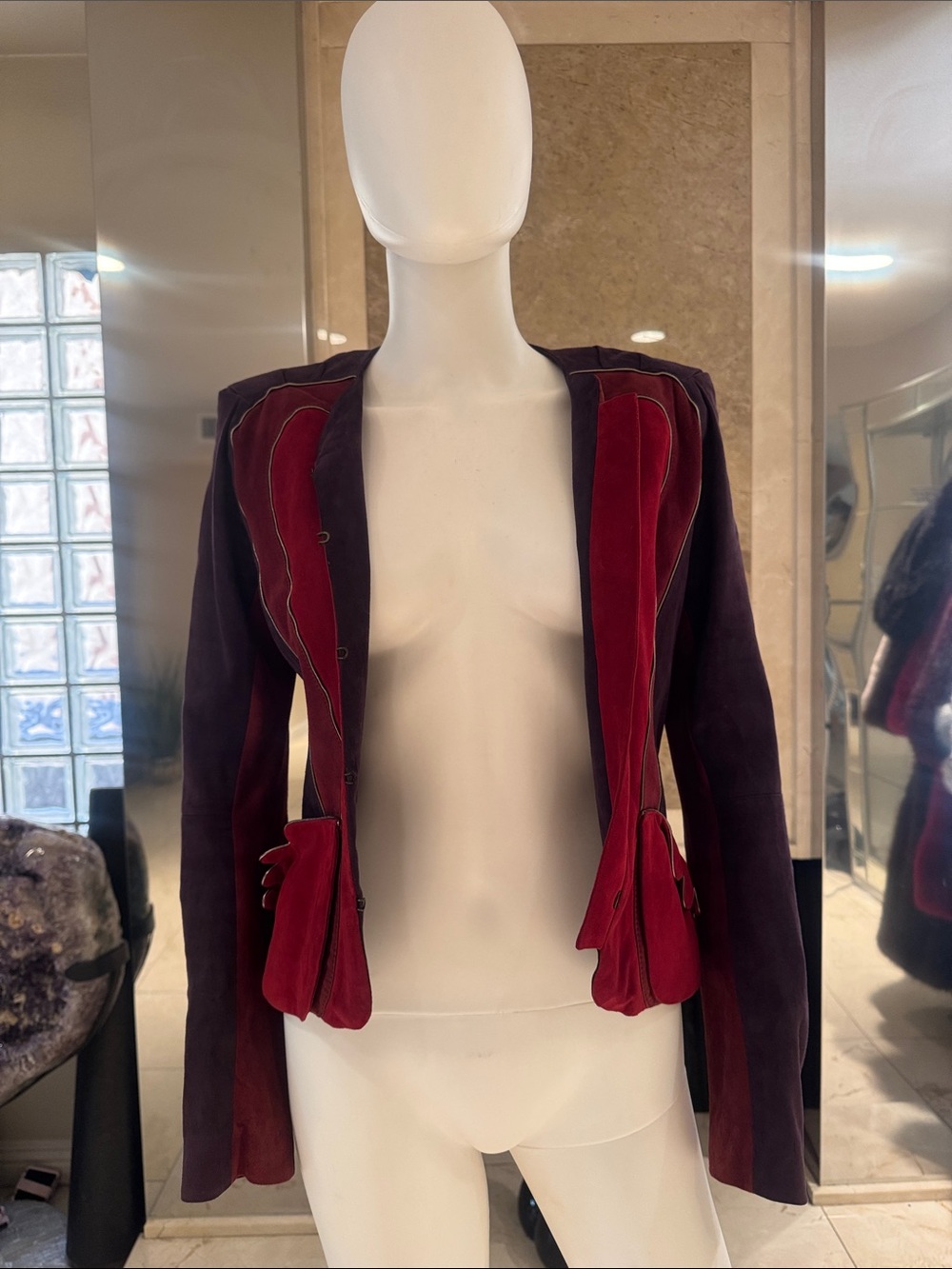 Roberto Cavalli Vintage Suede Jewel Tone Leather Jacket - Picture 7 of 17